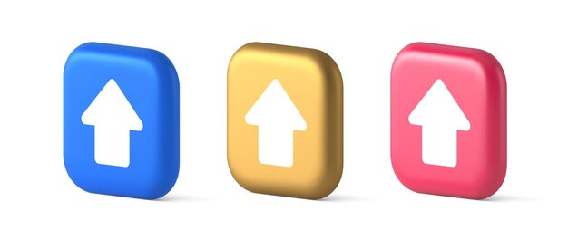 Arrow up button directional pointer cyberspace cursor 3d realistic icons