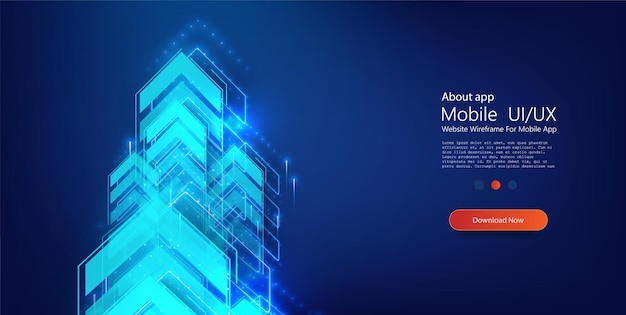 Arrow up growth line circuit technology on blue background Business growth development progress financial company statistic Vector illustration