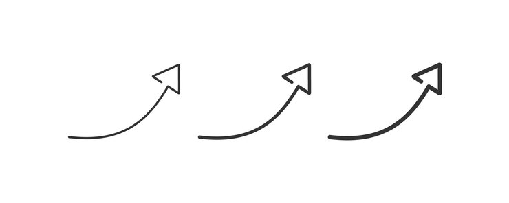 Arrow up icon set Curve up arrow Vector illustration design
