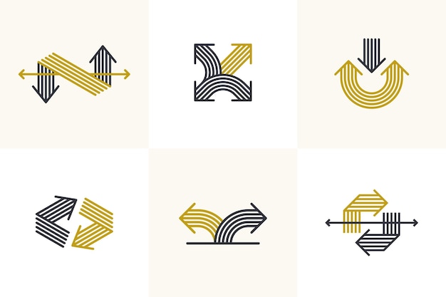 arrow vector original logos set isolated pictogram symbol of double arrows dynamic signs collection linear icons concept