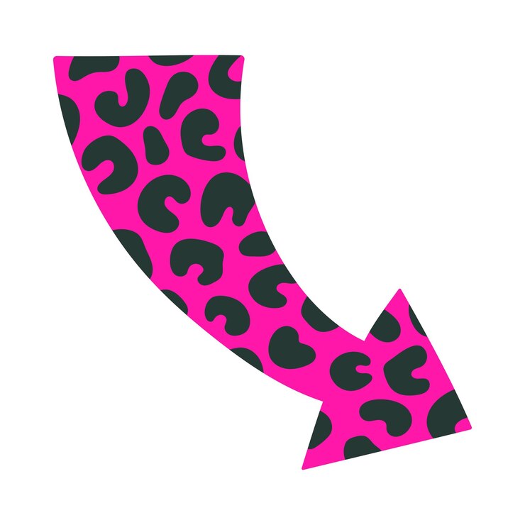 Vector arrow with leopard skin bright pink psychedelic arrow isolated vector illustration for your design