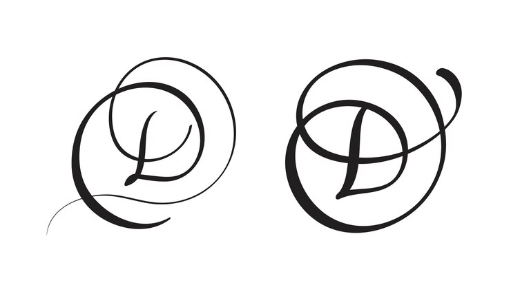 Vector art calligraphy letter d with flourish of vintage decorative whorls vector illustration eps10
