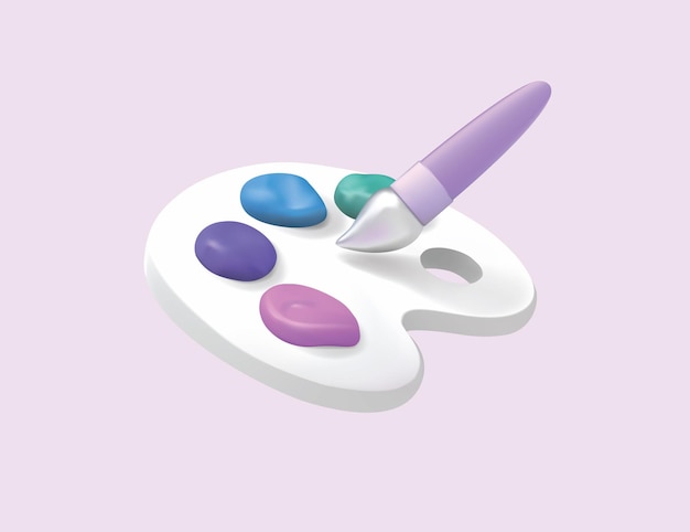 art pastel color palette with paint brush tool for drawing 3d vector realistic design