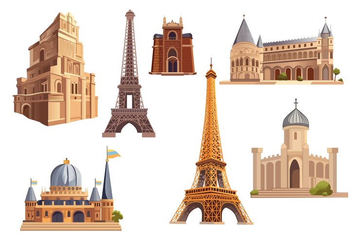Vector artichelen set of isolated elements whimsical cartoon illustration