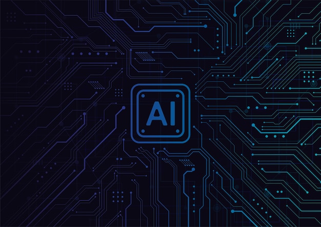 artificial intelligence chipset on circuit board in futuristic concept technology artwork