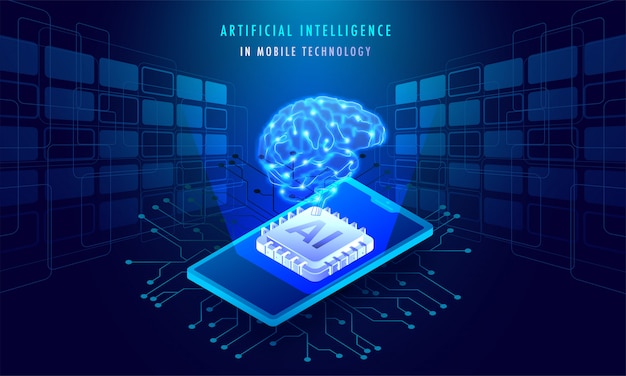 artificial intelligence in mobile technology concept.