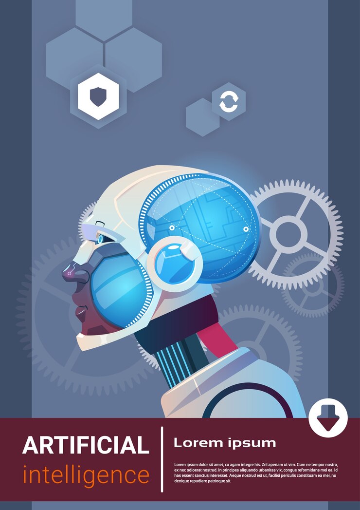 Vector artificial intelligence modern robot brain technology 