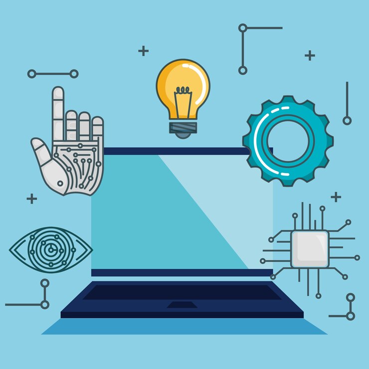 Vector artificial intelligence technology set icons