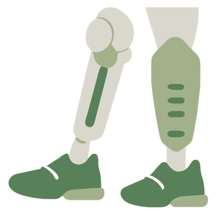 Vector artificial leg icon colored shapes
