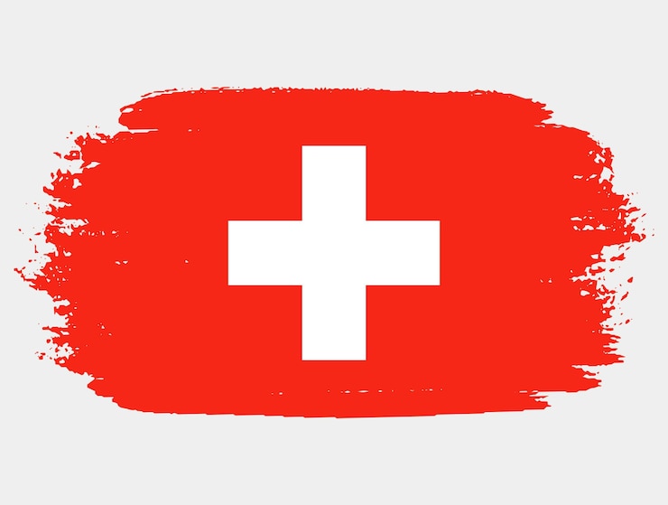 Vector artistic grunge brush flag of switzerland isolated on white background elegant texture of national country flag