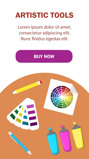 artistic tools landing page vector template.