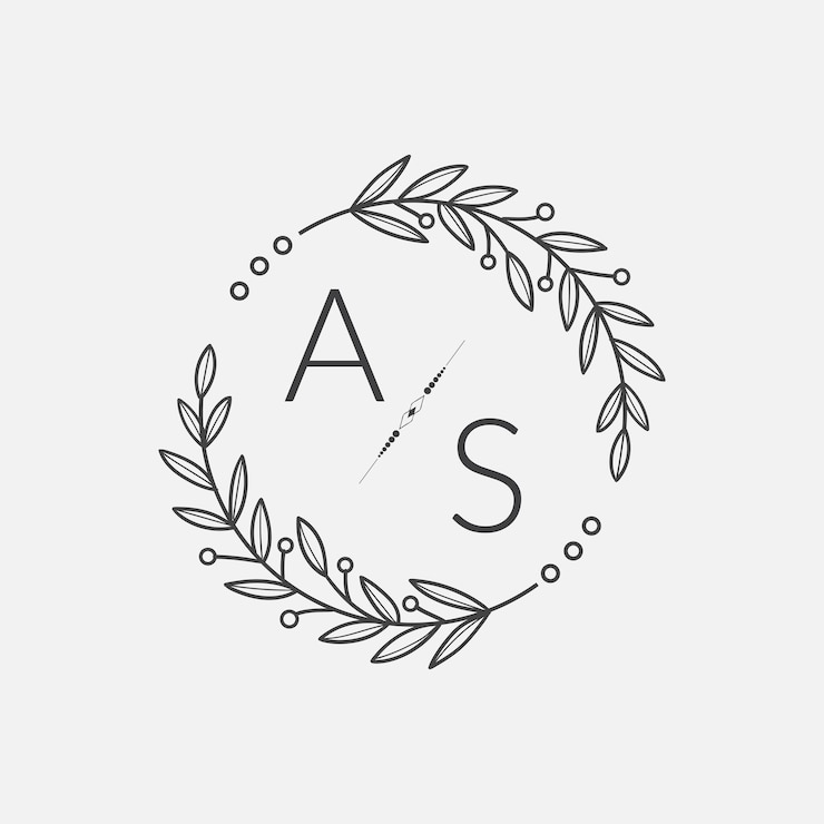 Vector as initial monogram wedding with creative circle line