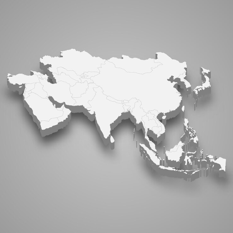 Asia 3d map Vector illustration