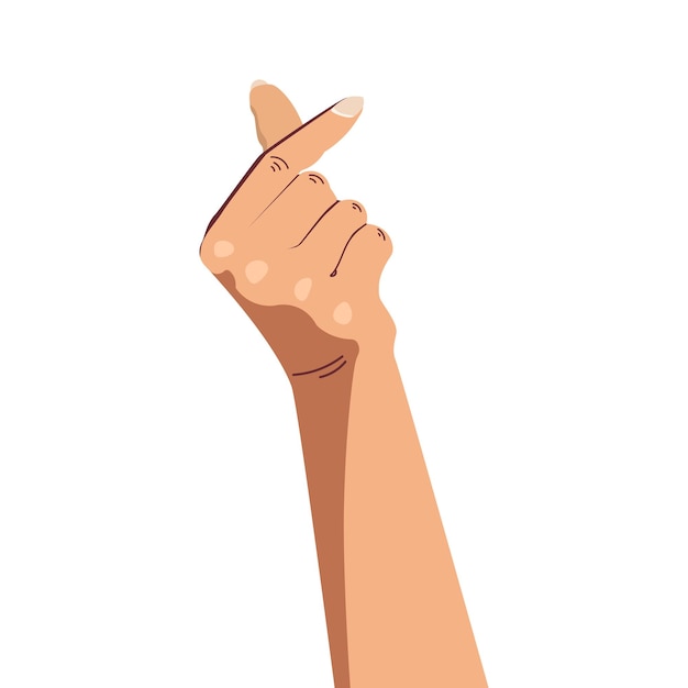Asian hands illustration gesturing love sign on white background