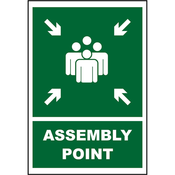 Assembly point sign banner illustration