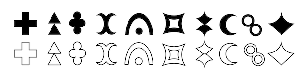 Assorted Black and White Geometric Shapes and Symbols