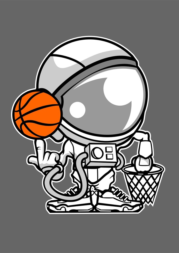 Vector astronaut basketball vector illustration