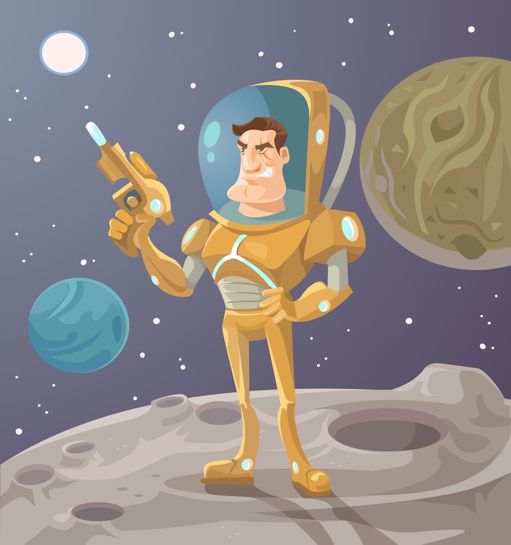 Vector astronaut on planet. 