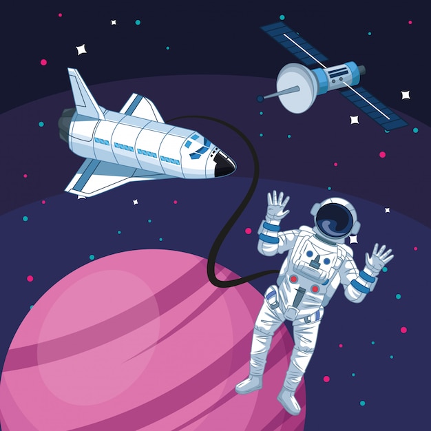 Astronaut spacecraft satellite planet astronomy space exploration