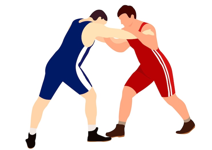 Athlete wrestler in wrestling duel fight GrecoRoman freestyle classical wrestling