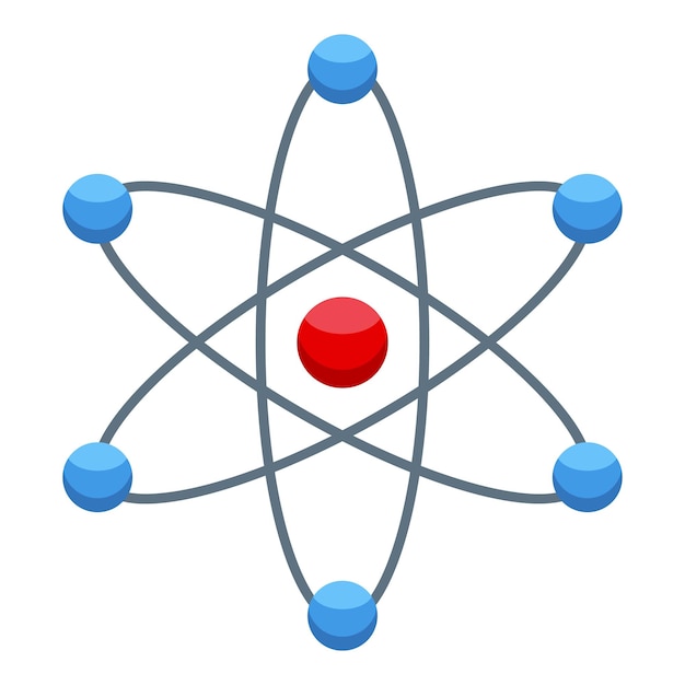 Atom particles circling around nucleus icon illustration