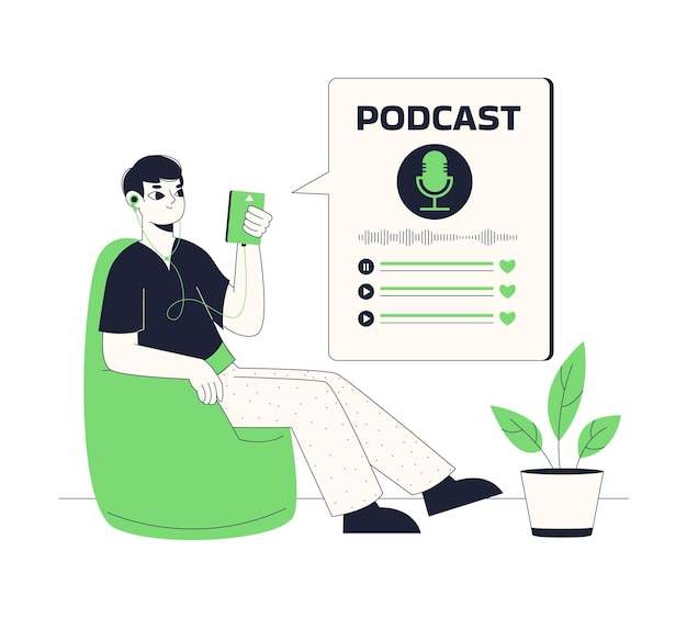 audio podcast online radio recording and interview broadcast vector symbols illustration