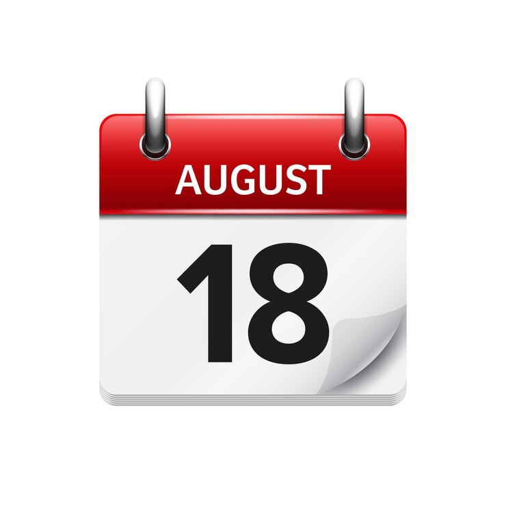 August vector flat daily calendar icon date and time day month holiday