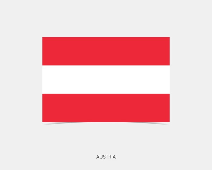 Vector austria rectangle flag icon with shadow