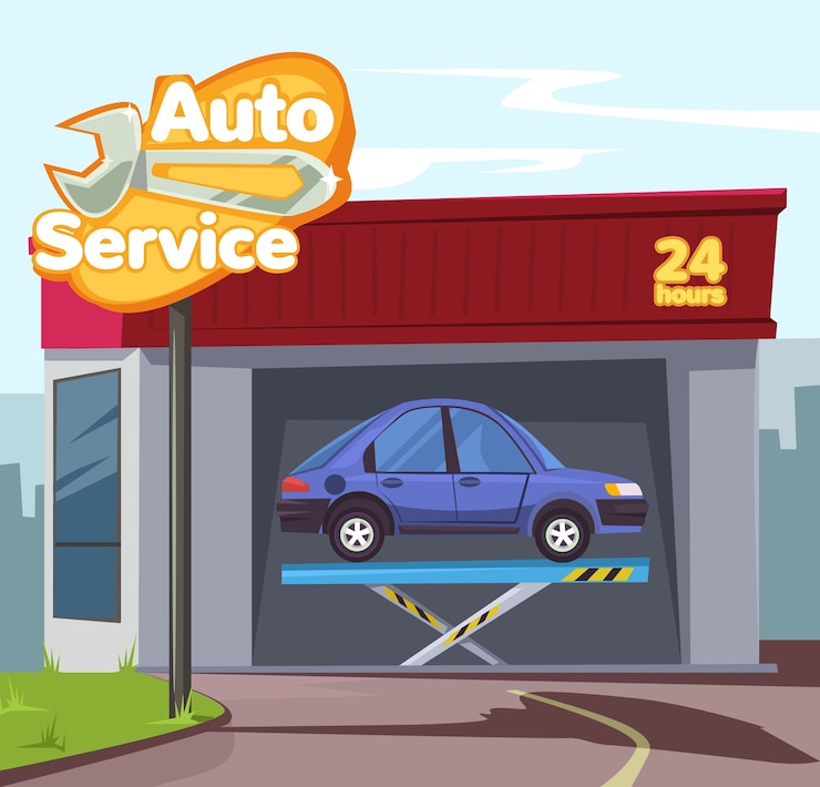 Vector auto service. flat cartoon illustration