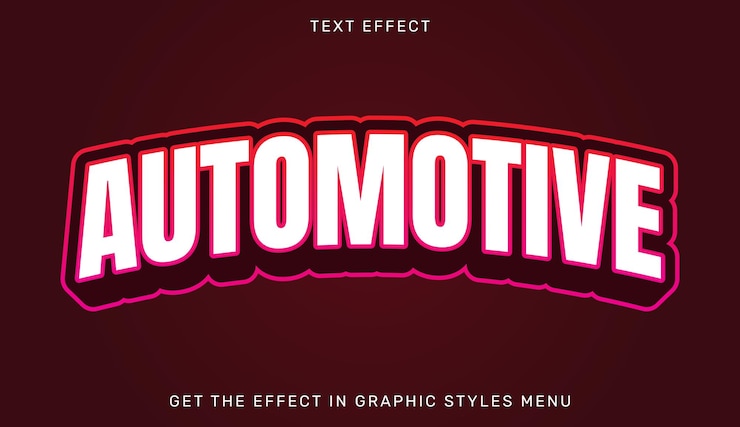 Vector automotive editable text effect in 3d style suitable for brand or business logo