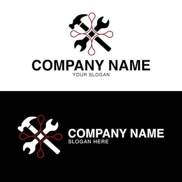 Automotive garage logo Combination of automobile tools gears pistons and wrench Perfect logo for