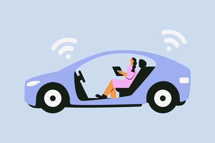 Vector autonomous car vector illustration