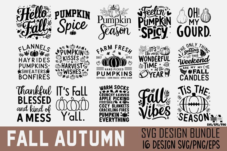 Autumn Fall T shirt Design Bundle Quotes about Autumn Fall T shirt Autumn typography T shirt