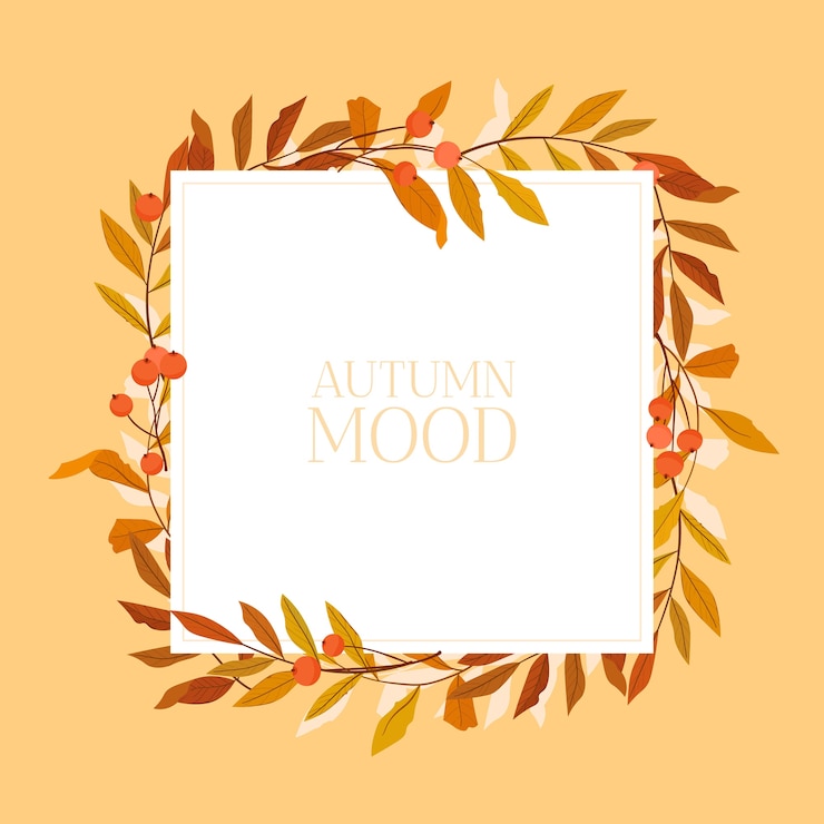 Vector autumn frame with colorful leaves. nature wreath.