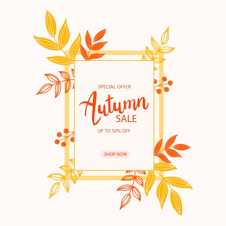 Vector autumn frame with leaves. round colorful frame with orange leaves