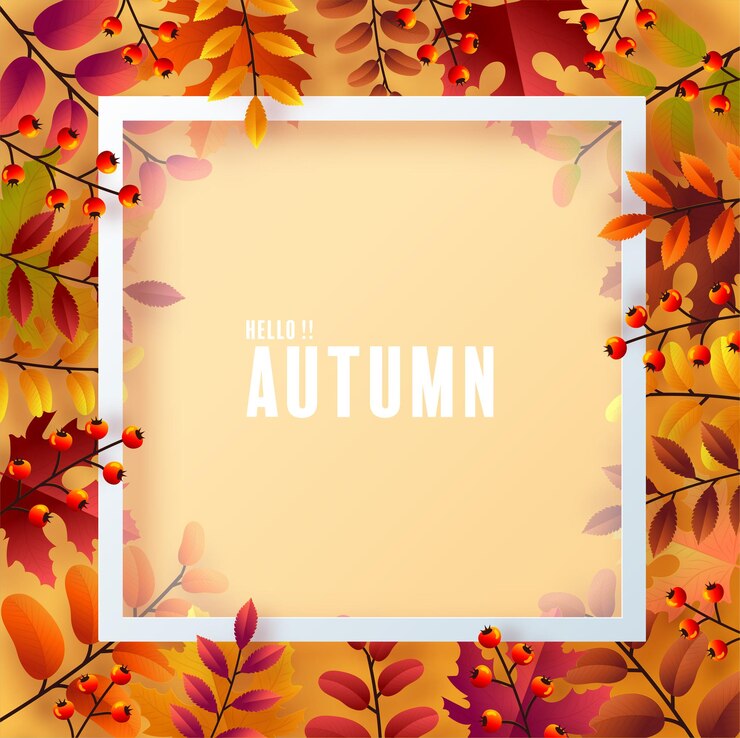 Vector autumn holiday seasonal background with colorful autumn leaves