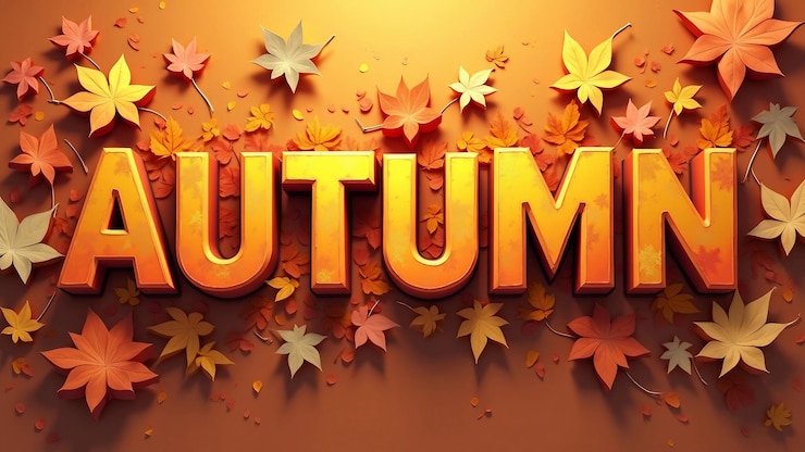 Vector autumn leaves typography design
