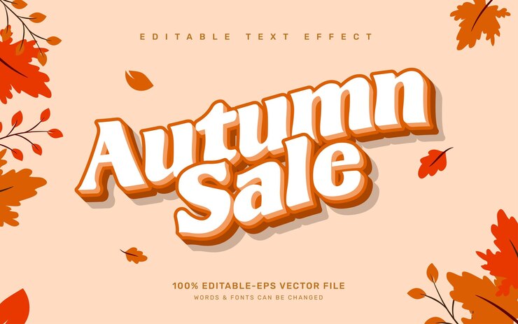 Vector autumn sale editable text effect template