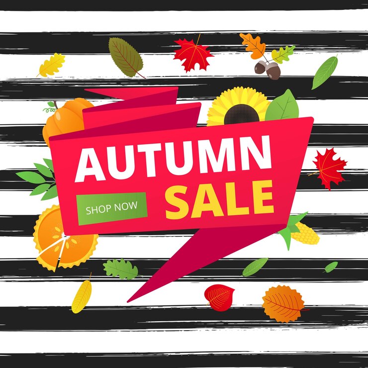 Vector autumn sale vector banner or poster gradient flat style design vector illustration