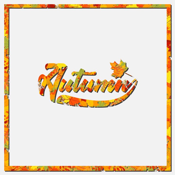 Vector autumn text masking leaf