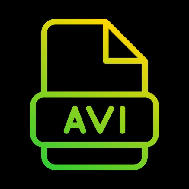 Avi file type icon with an outline gradient design Can be used for multimedia files