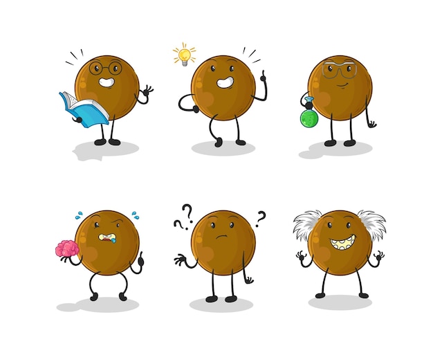 avocado stone thinking group character cartoon mascot vector