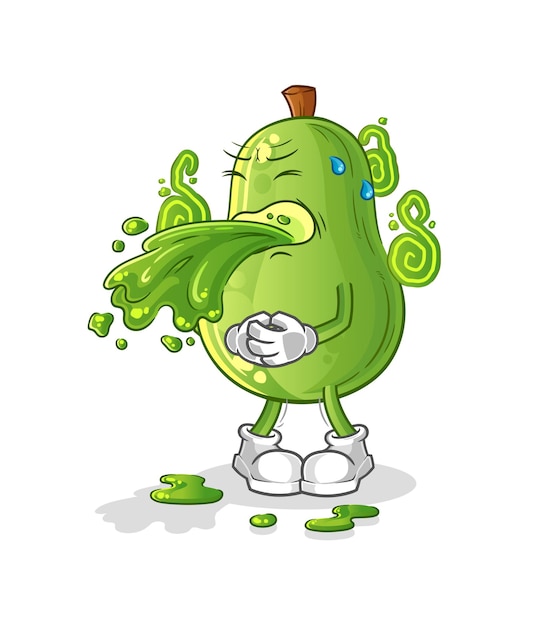 avocado throw up cartoon. cartoon mascot vector
