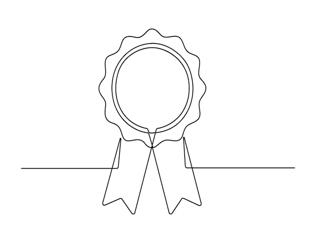 Award badge in one continuous line drawing vector illustration