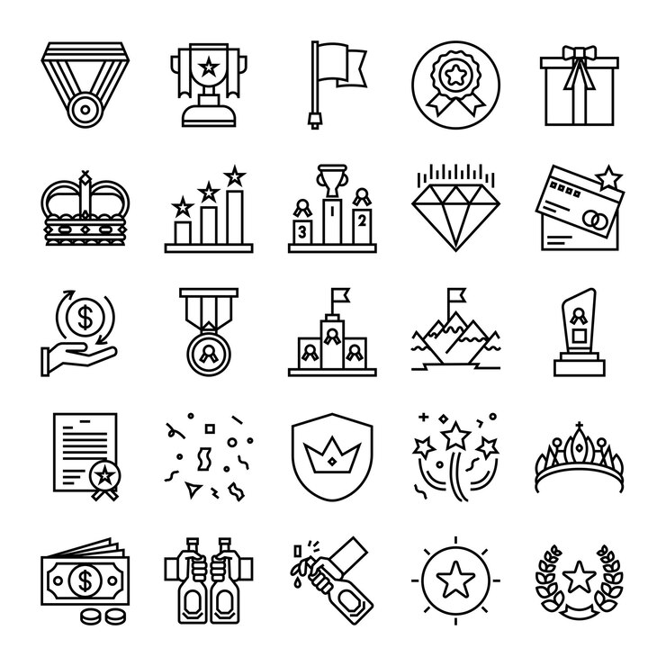 Awards Outline Icon Set