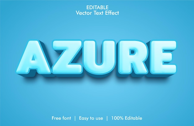 Azure 3d editable text effect Premium Vector with background