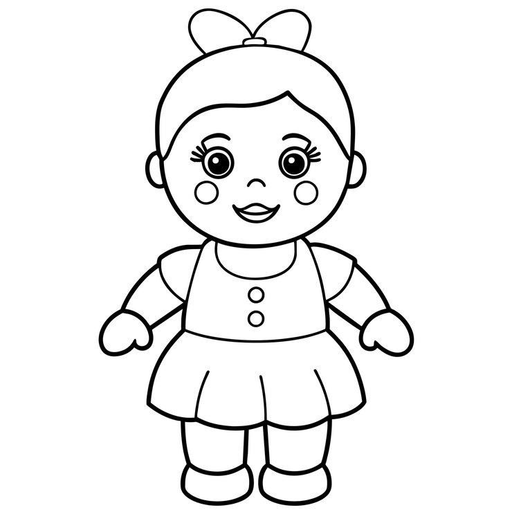 Baby doll coloring book vector art illustration 25