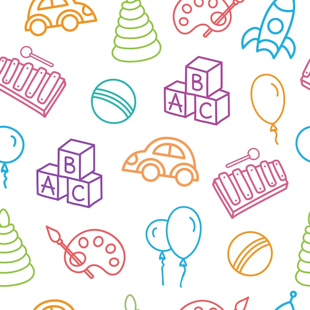 Baby game educational seamless pattern