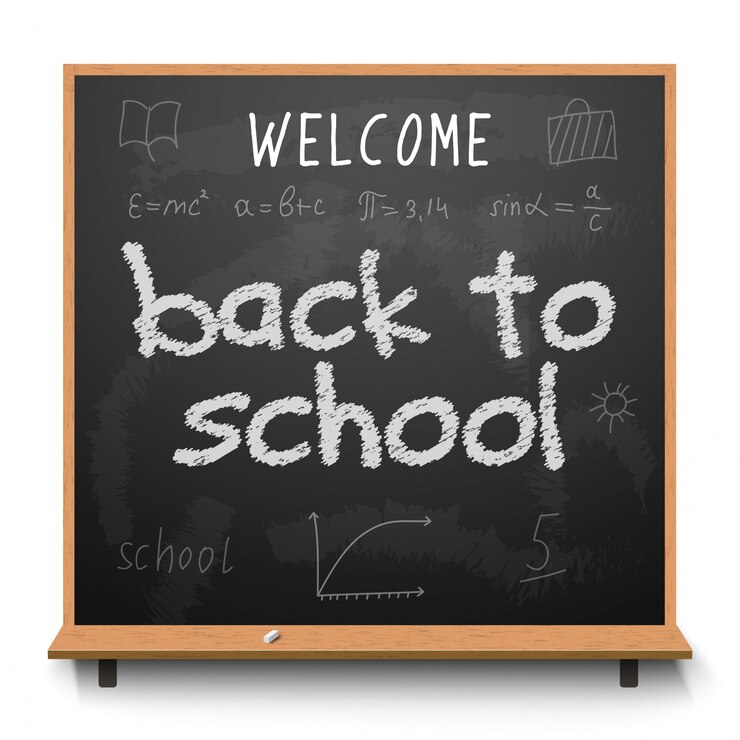 Vector back to school chalkboard design lettering. blackboard with text back to school, made with chalk