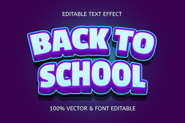 Back to school color purple blue editable text effect